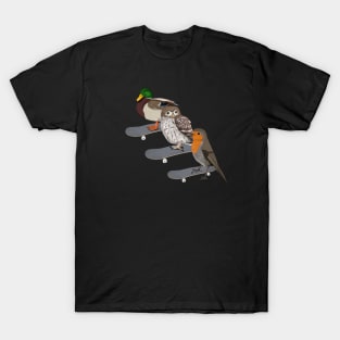 Mallard Owl Robin Bird Skateboard Birdwatcher Animal Biologist T-Shirt